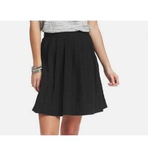 NWT LOFT Pleated Textured Cotton Summer Stroll Skirt Romantic Black 0P Petites
